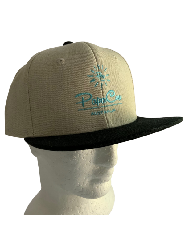 Frack Snapback Cap - Bone/Black, Blue Embroidery
