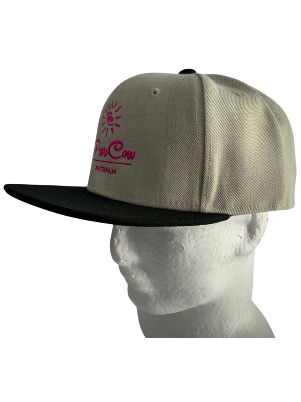 Frack Snapback Cap - Bone/Black, Pink Embroidery - Image 4