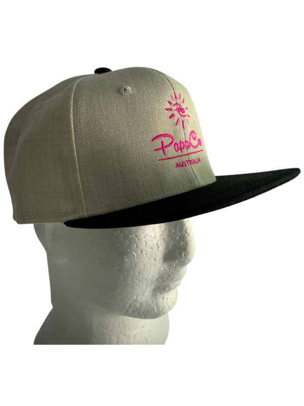 Frack Snapback Cap - Bone/Black, Pink Embroidery - Image 5