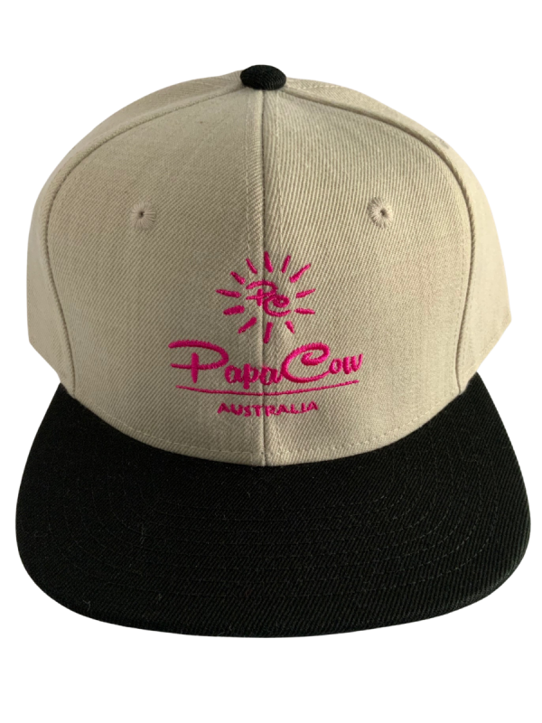 Frack Snapback Cap - Bone/Black, Pink Embroidery