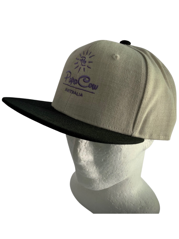Frack Snapback Cap - Bone/Black, Purple Embroidery