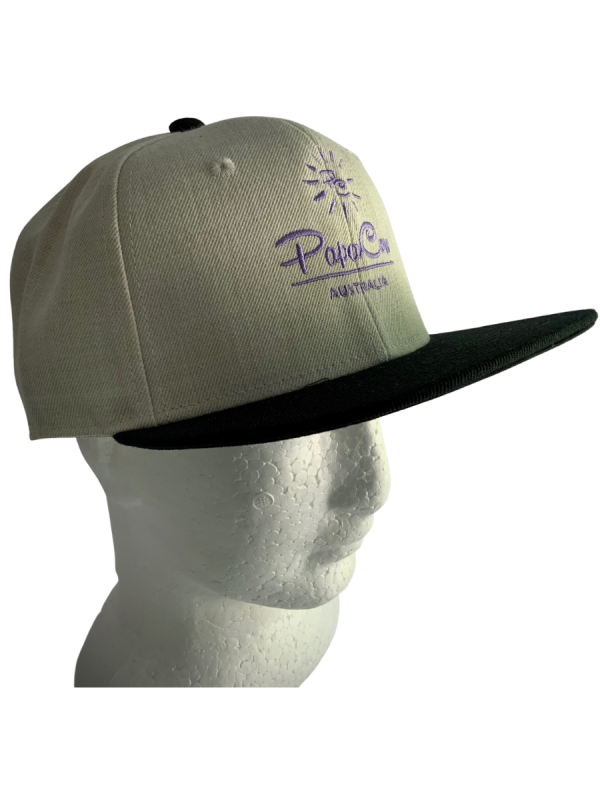 Frack Snapback Cap - Bone/Black, Purple Embroidery - Image 4
