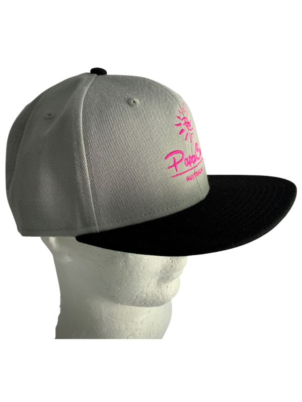 Frack Snapback Cap - Grey/Black, Pink Embroidery - Image 2