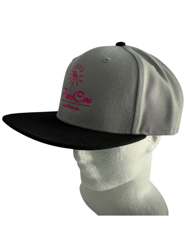 Frack Snapback Cap - Grey/Black, Pink Embroidery - Image 3