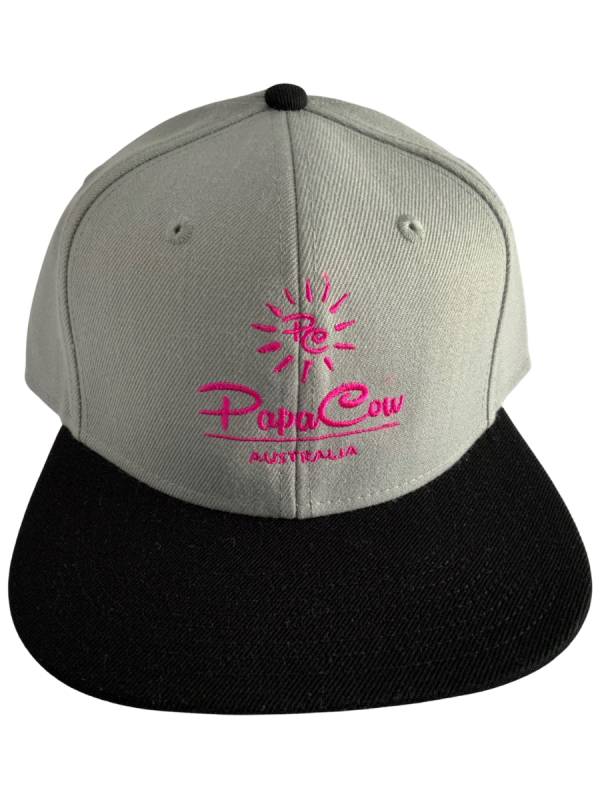 Frack Snapback Cap - Grey/Black, Pink Embroidery - Image 4