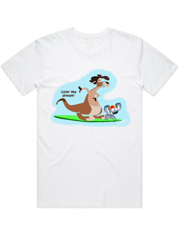 Mens White Graphic T-Shirt - LIVIN' THE DREAM