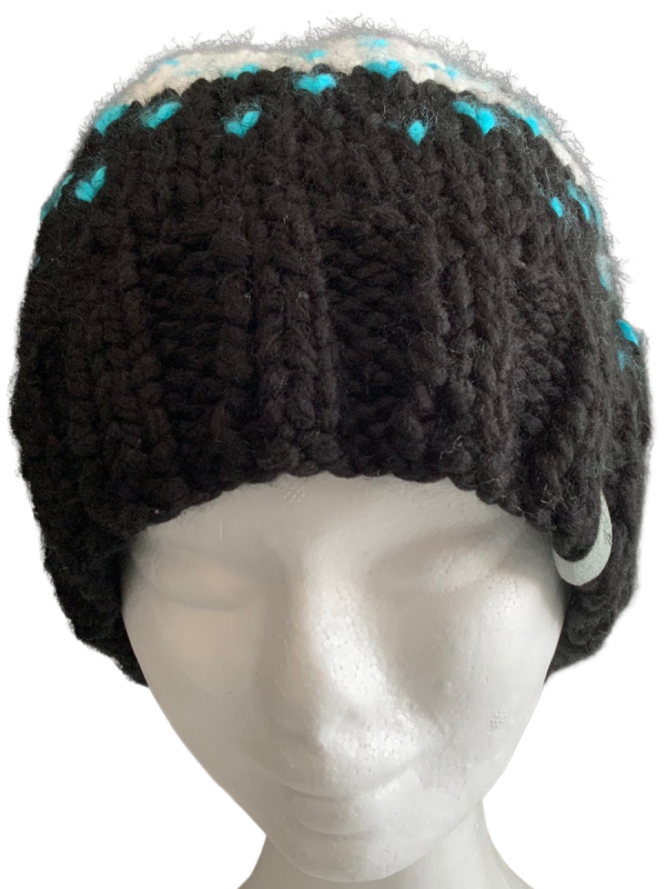 Black, White, Aqua Lovin' Hearts Beanie - Image 3