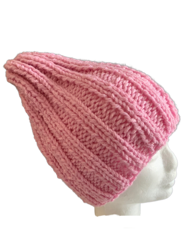 Coral Pink Rib Beanie - Image 2