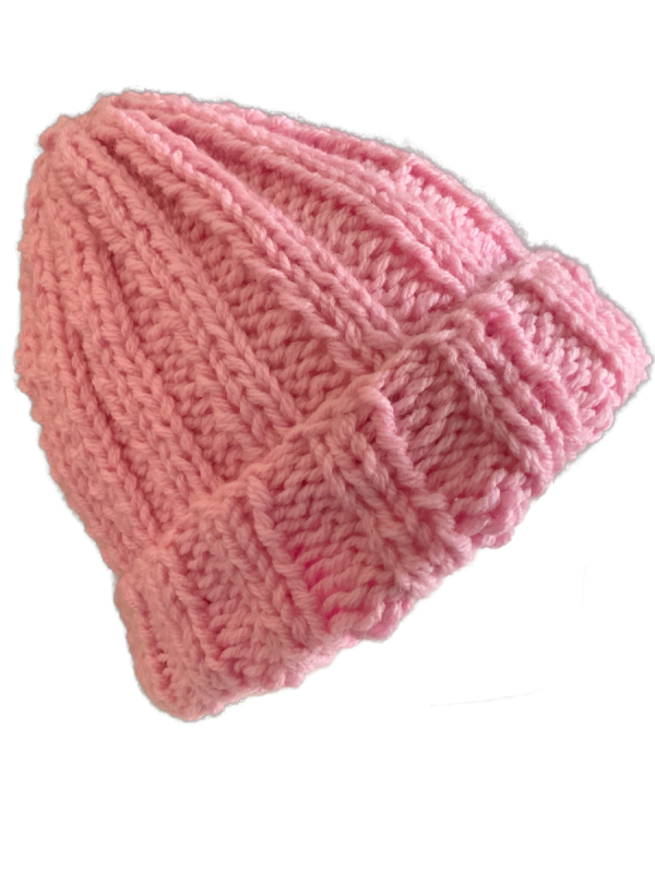 Coral Pink Rib Beanie - Image 3