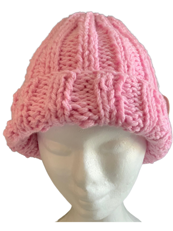 Coral Pink Rib Beanie - Image 4