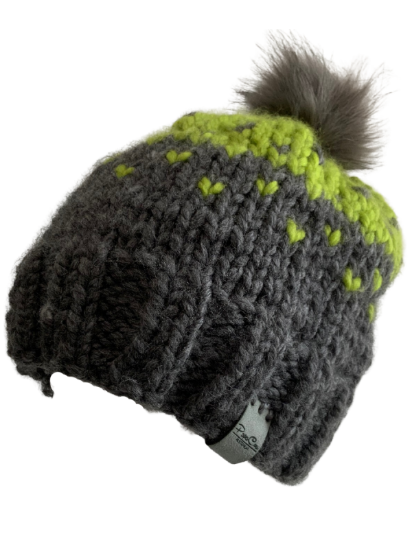 Grey/Green Lovin' Hearts Beanie - Image 2