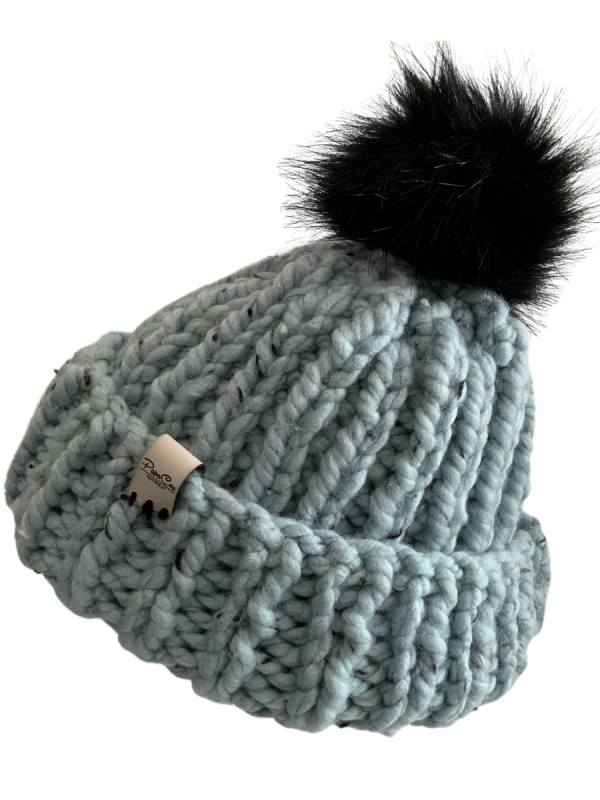 Soft Blue Tweed Ribbed Beanie - Image 3