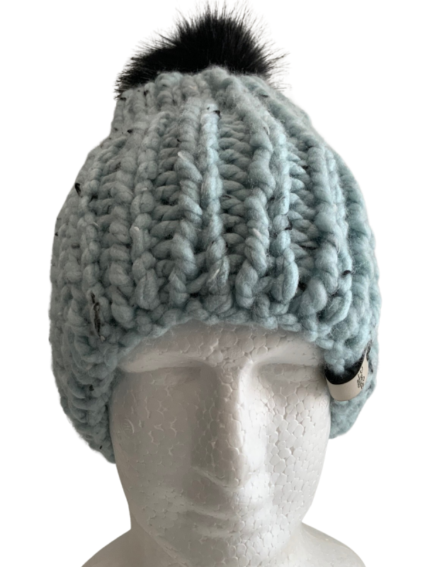 Soft Blue Tweed Ribbed Beanie - Image 4