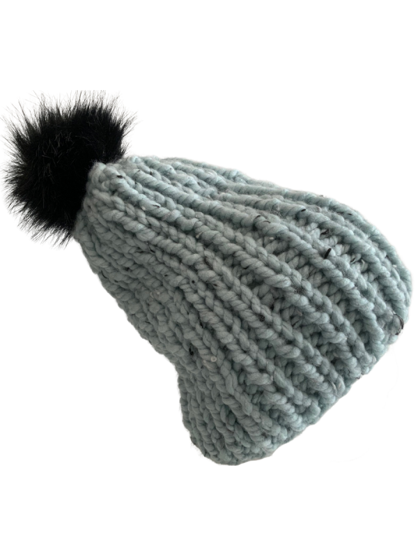 Soft Blue Tweed Ribbed Beanie - Image 6
