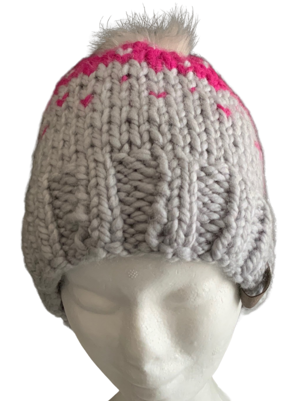 Pink/Grey Lovin' Hearts Beanie - Image 2