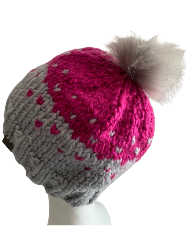 Pink/Grey Lovin' Hearts Beanie - Image 4