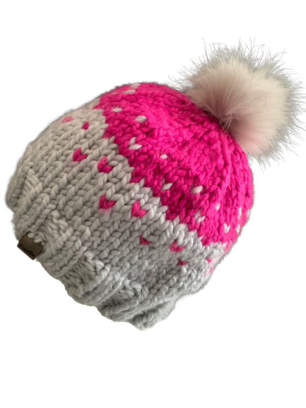 Pink/Grey Lovin' Hearts Beanie