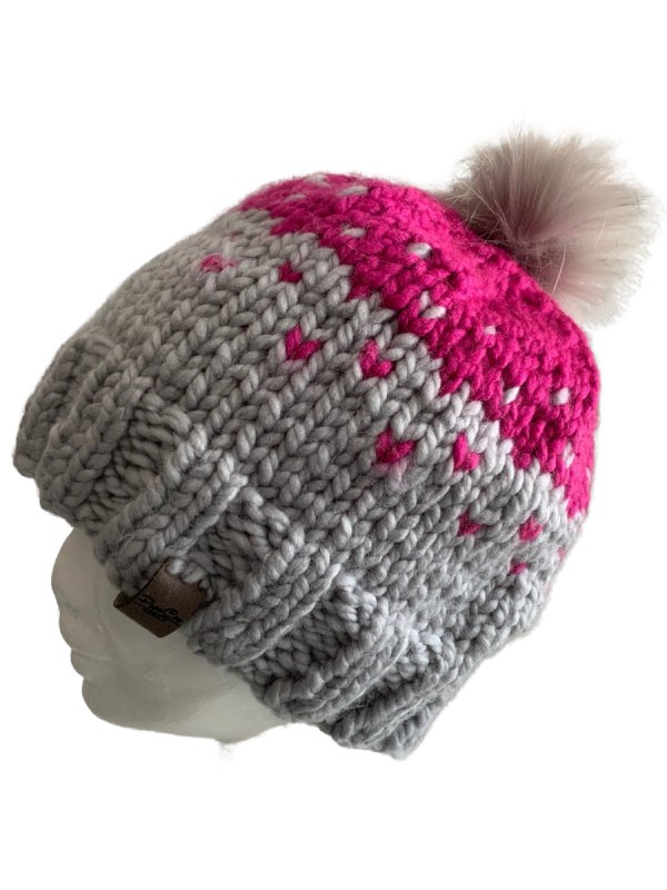Pink/Grey Lovin' Hearts Beanie - Image 5