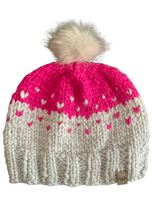 Pink/Grey Lovin' Hearts Beanie - Image 6