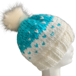 White/Aqua Lovin' Hearts Beanie - Image 2