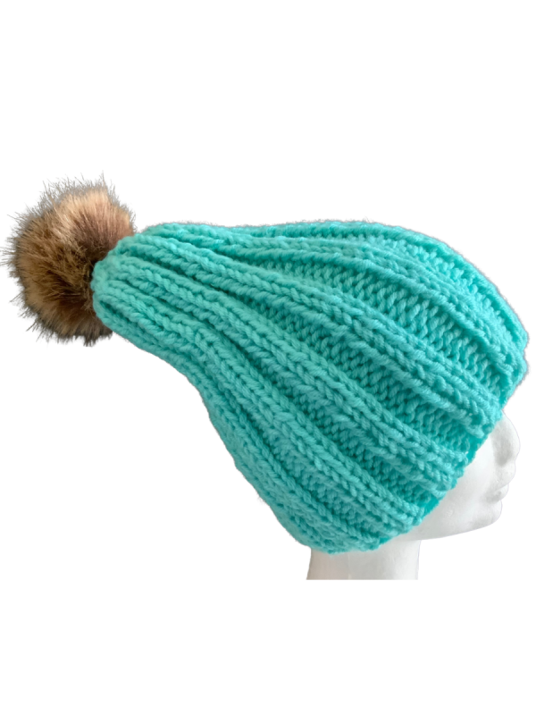 Turquoise Rib Beanie - Image 2