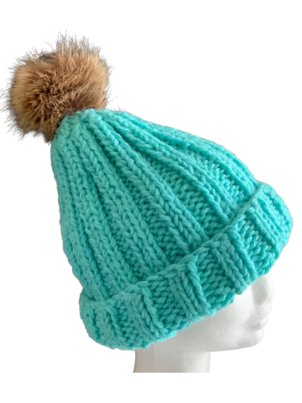 Turquoise Rib Beanie - Image 6