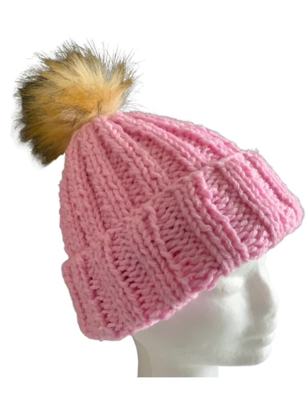 Blush Pink Rib Beanie - Image 2