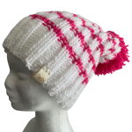 Snow White & Hot Pink Rib Beanie - Image 2