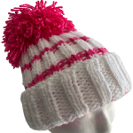 Snow White & Hot Pink Rib Beanie - Image 6
