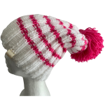 Snow White & Hot Pink Rib Beanie - Image 3