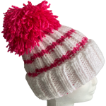 Snow White & Hot Pink Rib Beanie - Image 4