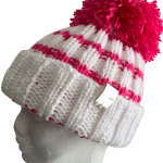 Snow White & Hot Pink Rib Beanie - Image 5