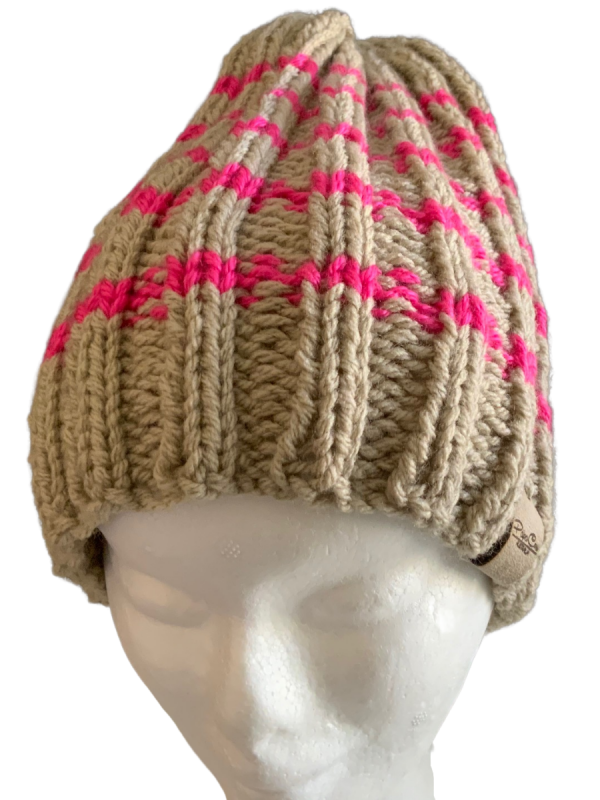 Rose Beige Rib Beanie - Image 4