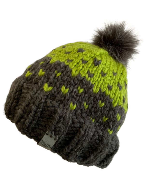 Grey/Green Lovin' Hearts Beanie