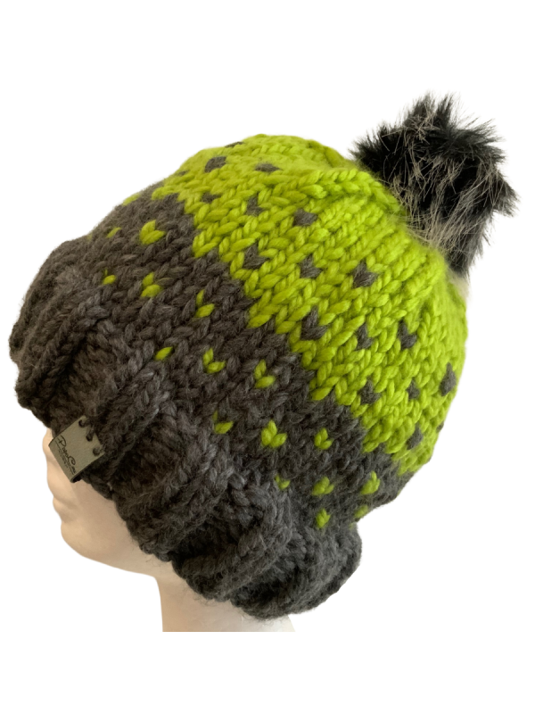 Grey/Green Lovin' Hearts Beanie - Image 5