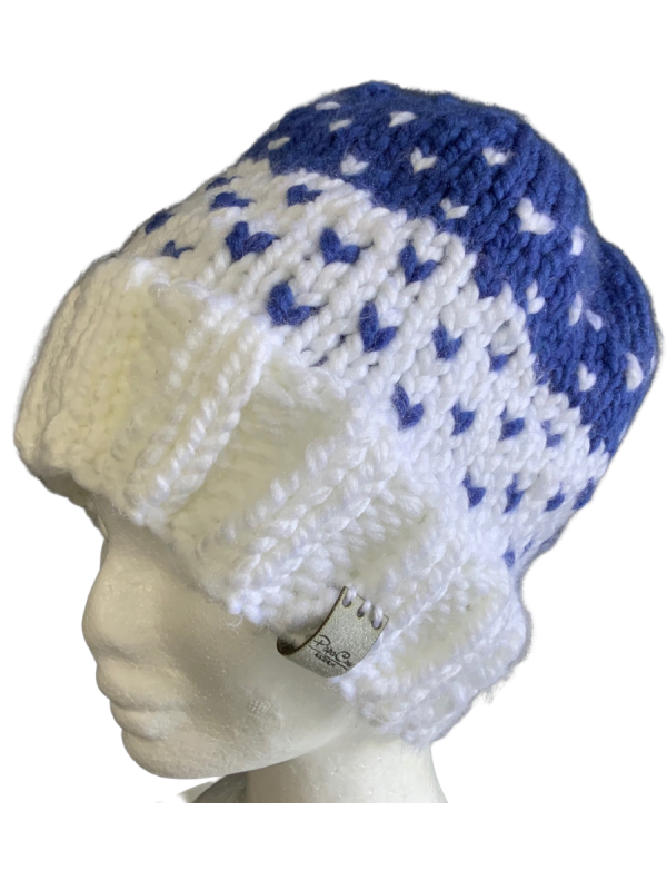 Cornflower Blue & White Lovin' Hearts Beanie - Image 2