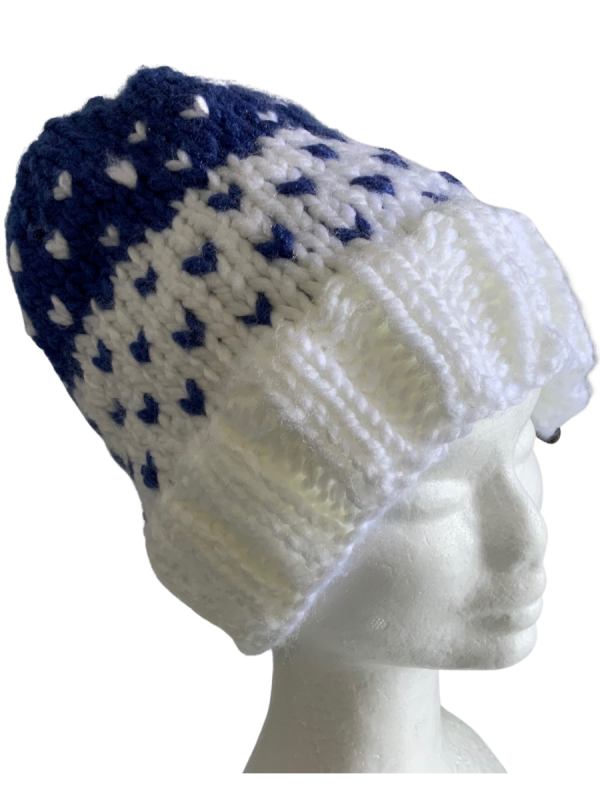 Cornflower Blue & White Lovin' Hearts Beanie