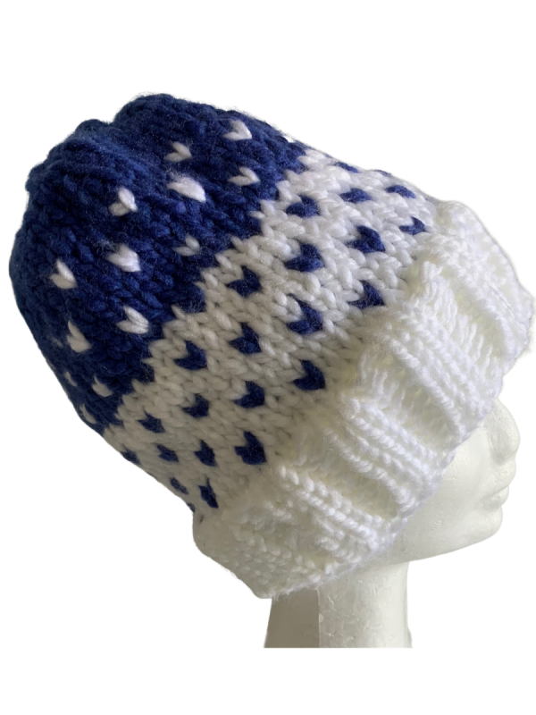 Cornflower Blue & White Lovin' Hearts Beanie - Image 5