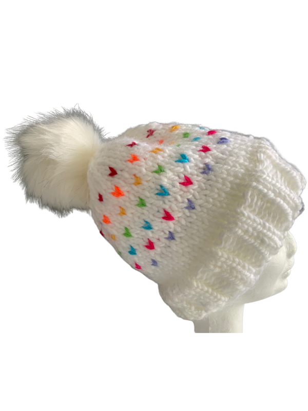 Rainbow Snow Lovin' Hearts Beanie