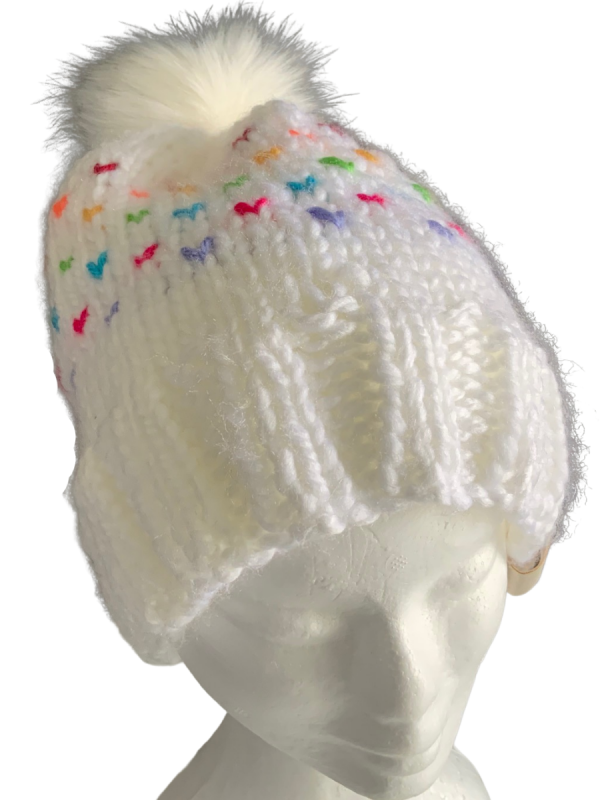 Rainbow Snow Lovin' Hearts Beanie - Image 2
