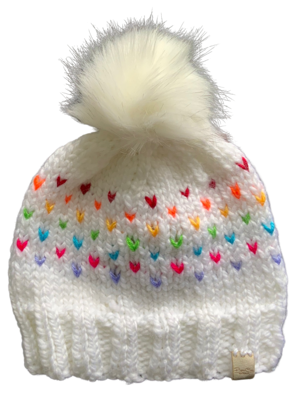 Rainbow Snow Lovin' Hearts Beanie - Image 5