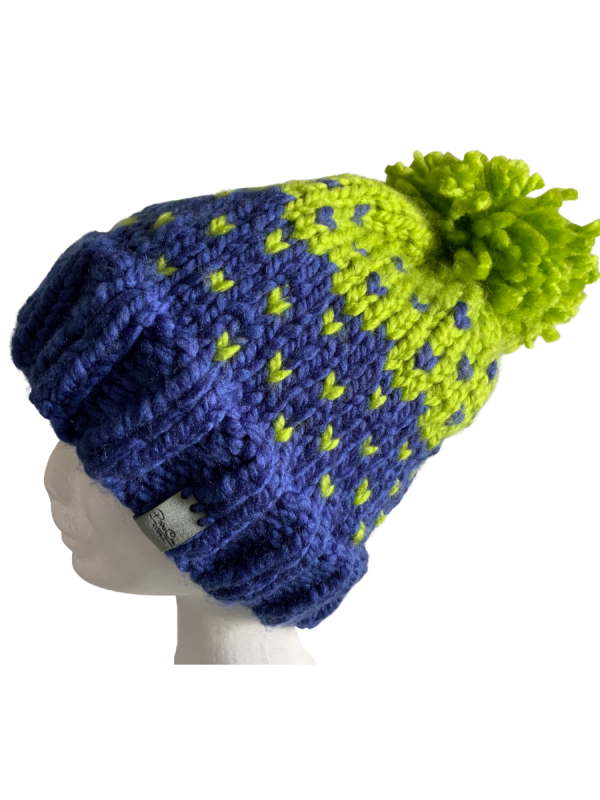Cornflower & Lime Lovin' Hearts Beanie - Image 4
