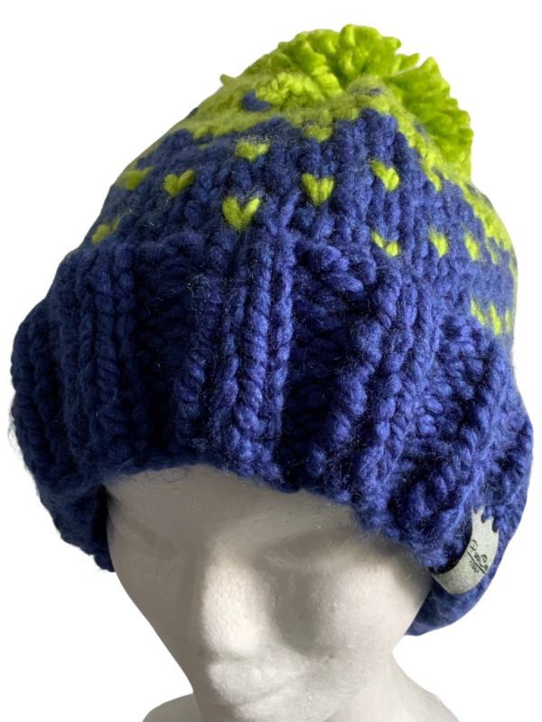 Cornflower & Lime Lovin' Hearts Beanie