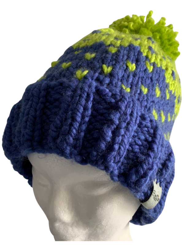 Cornflower & Lime Lovin' Hearts Beanie - Image 6