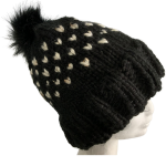 Coal Black Lovin' Hearts Beanie
