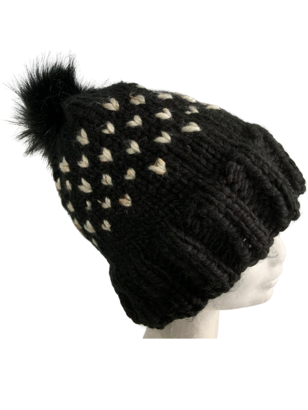 Coal Black Lovin' Hearts Beanie