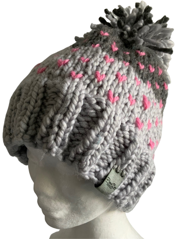 Double Dipped Grey Lovin' Hearts Beanie - Image 3