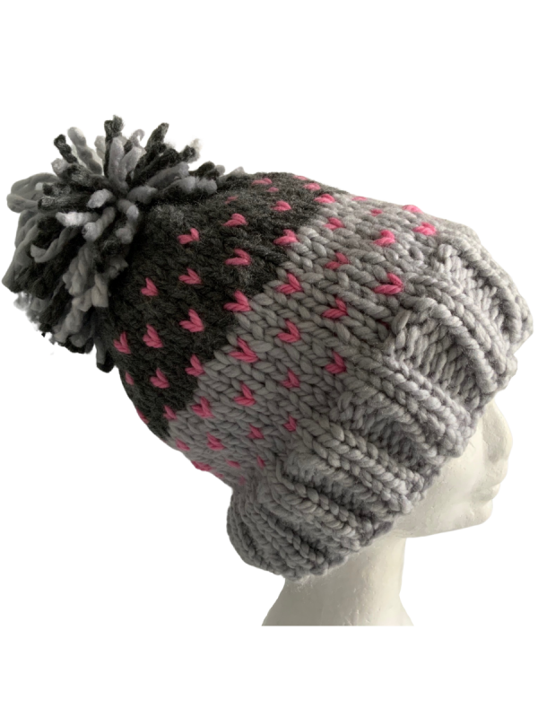 Double Dipped Grey Lovin' Hearts Beanie