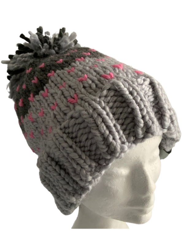Double Dipped Grey Lovin' Hearts Beanie - Image 4