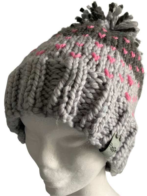 Double Dipped Grey Lovin' Hearts Beanie - Image 5